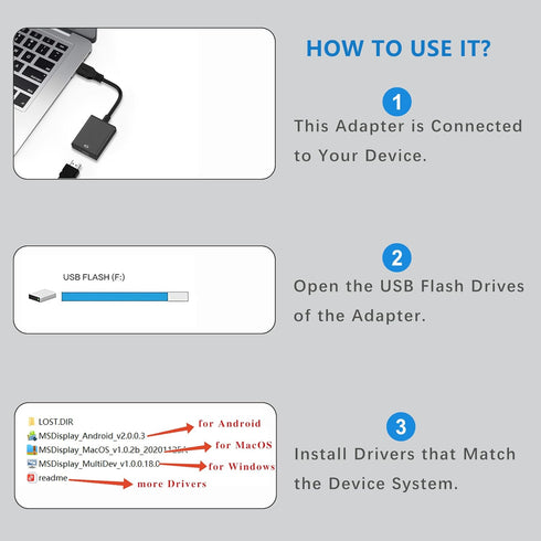 USB to HDMI Adapter for Monitor - HDMI USB Converter for Laptop MacBook Pro, Multiple Monitors