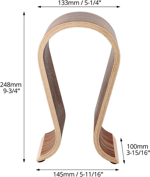 QWORK Wood Headphone Stand, Stylish Desk Holder for Headphones, Cables, Game Pads, Universal Compatibility
