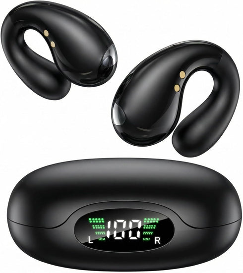 Boytond Ultra Open Ear Earbuds - Comfortable Clip-On Bone Conduction Earbuds, Over-The-Ear