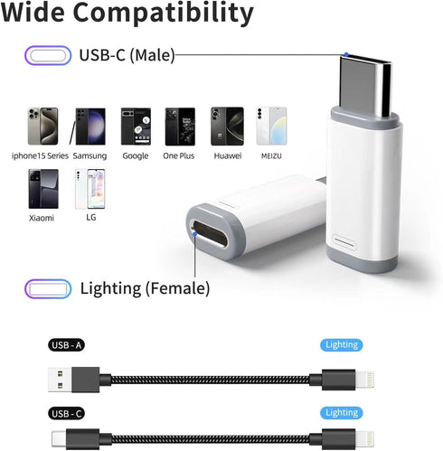 4 Pack Lightning to USB C Adapter for iPhone 15/15 Pro/15 Pro Max/15 Plus, Support Charging & Data Transfer, Type C