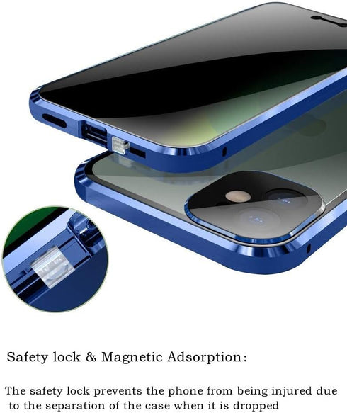 iPhone 12 Pro Max Case with Camera Lens Protector, Metal Bumper, 360 Full Body Protection, Silver, Double-Sided