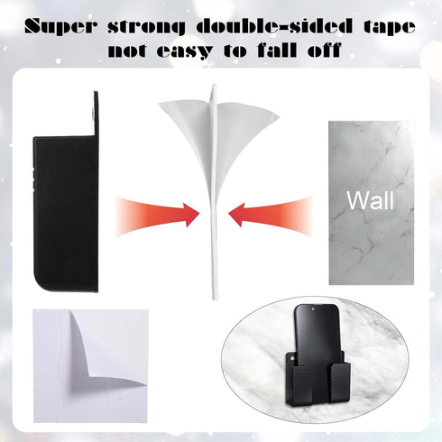 WY LIGHTING LEVEL 4 Pack Wall Mounted Phone Holder, Phone Stand Self Adhesive with Charging Hole, Compatible with All