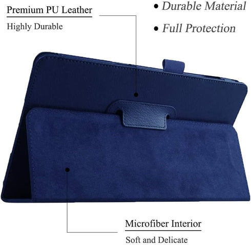Case for Galaxy Tab A 10.1 (2016 NO S Pen Version), Premium PU Leather Folio Smart Stand Cover (Dark Blue)