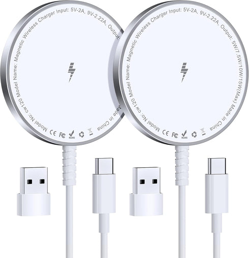 Bohuma Magnetic Wireless Charger for iPhone: Mag Safe Fast Charging Pad 2 Pack Compatible with iPhone 15 14 13 12 Pro