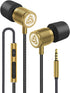 LUDOS Ultra Wired Earbuds, In-Ear Headphones with Microphone, Noise Isolating, Memory Foam for iPhone, Samsung, Gold