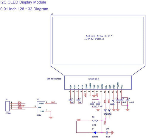 HiLetgo 0.91" I2C SSD1306 128x32 3.3V/5V STM32 IIC Serial OLED LCD Display AVR PIC for Arduino