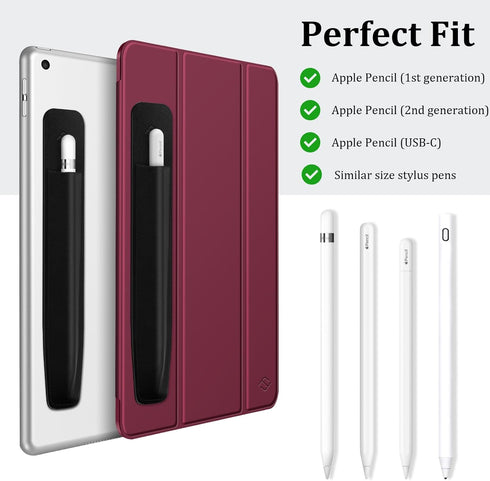 Fintie Pencil Holder Sticker - Black Adhesive Leather Pen Pouch Sleeve for Apple Pencil Pro & USB-C