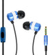 GOgroove AudiOHM HF Earbud Headphones (Blue) with Mic, Deep Bass, Noise Isolation, Ergonomic Fit & Durable Alloy