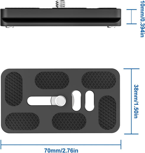 CAVIX PU-70 (1/4-20 Arca-Swiss Compatible Quick Release Plate, Lightweight Aluminum Alloy with Non-Slip Pad