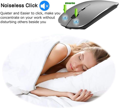 KLO Wireless Bluetooth Mouse for MacBook and More - Rechargeable (Grey)