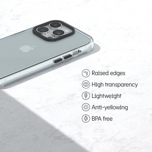 RhinoShield Crystal Clear Case for iPhone 14 Pro Max, Advanced Yellowing Resistance, High Transparency, Black Camera