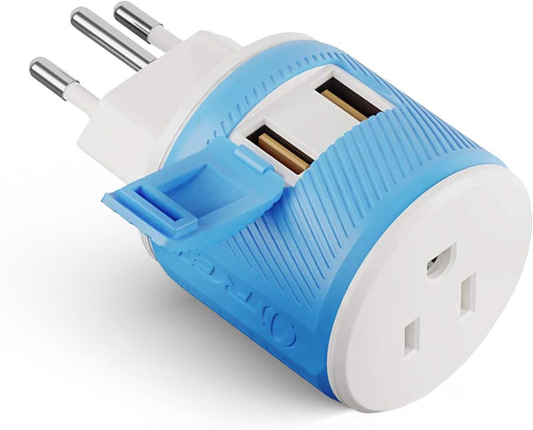 OREI Switzerland Travel Plug Adapter Type J (U2U-11A) with Dual USB - USA Input for Cell Phones, Laptops, More