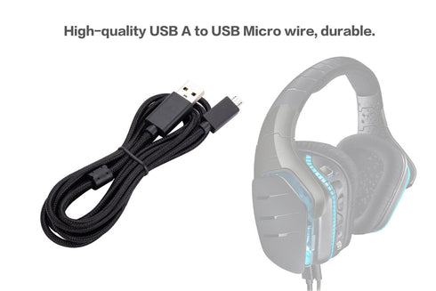 UNCLE LIGHT G633 G633s USB Replacement Charging Cable, Compatible with Logitech G633 G633s Gaming Headsets, 6.6 Ft