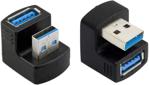 xiwai Up & Down Angled USB 3.0 Adapter, A Male to Female Extension 180 Degree, 5Gbps
