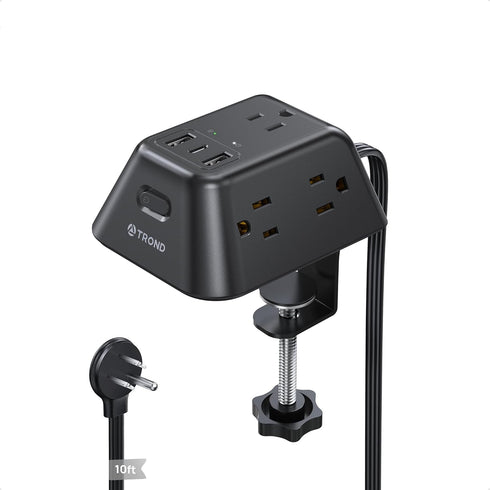 TROND Desk Clamp Power Strip, Surge Protector with 5 AC Outlets and 3