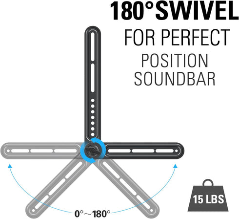 Mounting Dream Soundbar Mount for Most Sound Bars up to 15 lbs, Above or Under TV, with Detachable Extension Plates