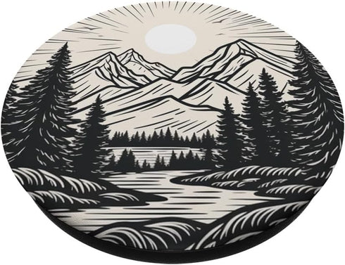 Pine Tree Mountain Scene PopSockets Adhesive PopGrip