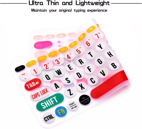 HRH Ultra Thin Silicone Keyboard Cover for Logitech K380 Multi-Device Bluetooth Keyboard, Creative Rainbow Font