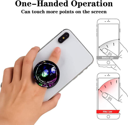 3 Pack/Multifunction Cell Phone Grip Holder and Stand, Cute Purple Black Cartoon Character Foldable Kickstand for Phone