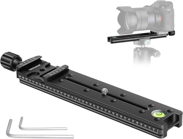Neewer 200mm Professional Metal Quick Release Clamp Rail Nodal Slide for Camera