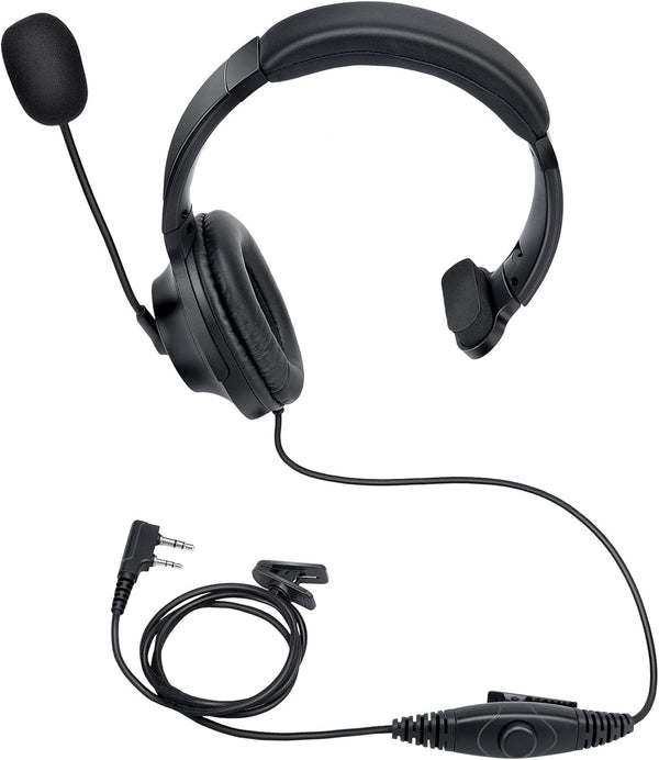 Over The Ear PTT Mic Earpiece for Two Way Radio Headset with Boom Mic for Baofeng Kenwood Retevis Walkie Talkie