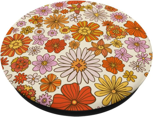 Retro Groovy Daisy Floral Flowers Aesthetic Hippie Phone PopSockets Swappable PopGrip