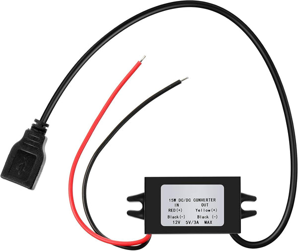 Weewooday 12v to 5v DC Converter Buck Module, USB Output Power Adapter, DC Car Power Converter Regulator (1 Piece)