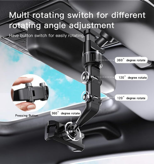 Phone Holder for Car, 360 Degree Rotable Mount, Anti Shake Grip, Compatible with All iPhone and Android Devices