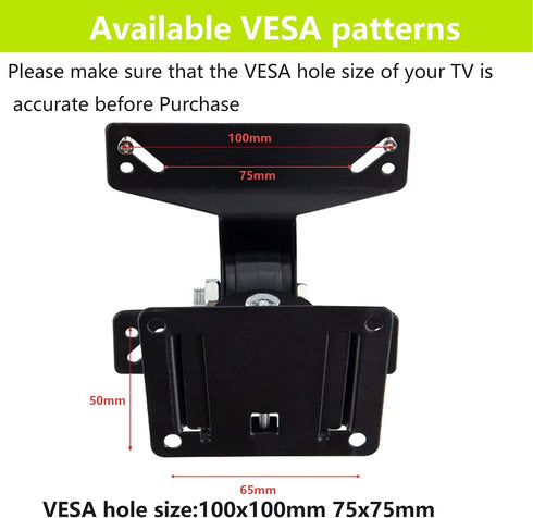 Tengsun 14-27 Inch Screens,75 100 40lb (14''-24'') Wall Mount TV Monitor Bracket with Tilts and Extends for Most LED