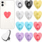 12 Pcs Heart Shaped Cell Phone Finger Ring Holder, Adhesive Metal Phone Grip, Charm Loop Stand for DIY Phone Case and