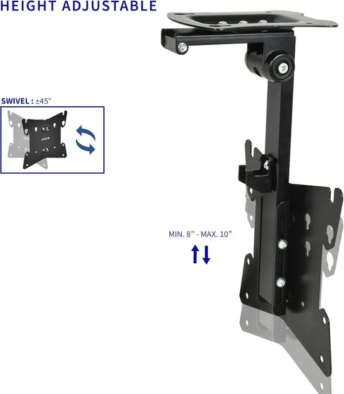 VIVO Black Manual Flip Down Mount, Folding Pitched Roof Ceiling Mount for Flat TV & Monitors 17" to 37"