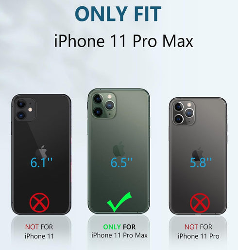 FNTCASE for iPhone 11 Pro-Max Case: Rugged Shockproof Protective Cases with Kickstand - Heavy Duty Dual Layer Military Grade Drop Proof Protection Cell Phone Cover (Blue)