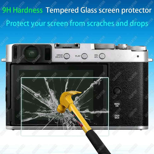 Screen Protector for Fujifilm X100VI, X-E4, X100V, 0.3mm 9H Tempered Glass Saver with Hot Shoe Cover, Anti-Scratch [3