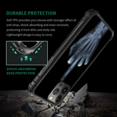 ZHEGAILIAN Skull Hand X-ray Case for iPhone 15 Pro Max, 6.7", Soft TPU Bumper, UNBreak Reinforced Corners, Men/Boys.