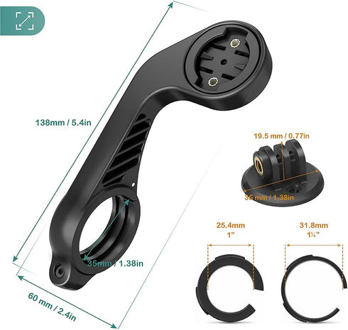 TUSITA Out Front Mount for Garmin Edge GPS Bike Computer - Cycling Handlebar Mount 25.4mm 31.8mm
