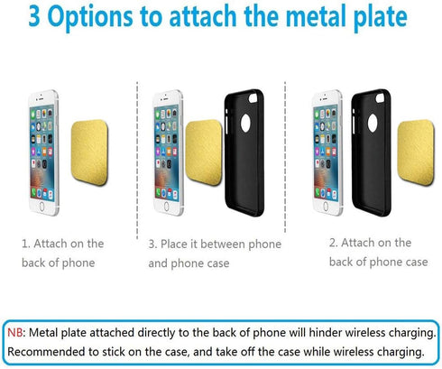 ACKLLR 16 Pieces Phone Car Mount Metal Plate with Adhesive for Magnetic Mount, 8 Rectangular and 8 Round