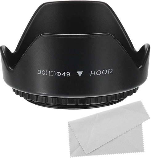 PATIKIL 49mm Camera Lens Hood, Flower Lens Hood Protector with Cloth for Nikon, Fujifilm, Pentax, Leica