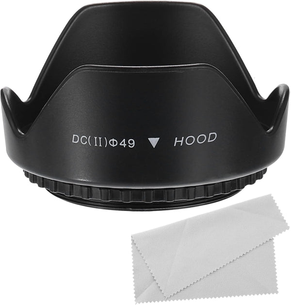 PATIKIL 49mm Camera Lens Hood, Flower Lens Hood Protector with Cloth for Nikon, Fujifilm, Pentax, Leica