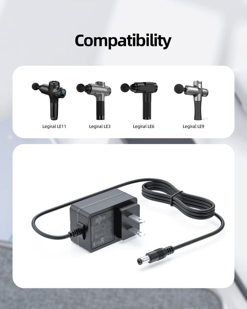 AC Charger for DARKIRON EM31 Percussion Massage Gun, 26V 24V Power Adapter Cord