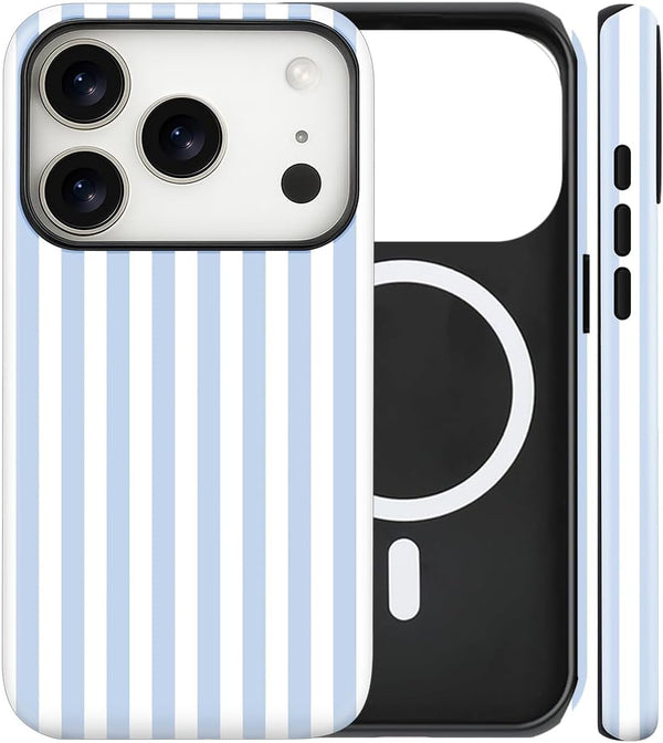 flewfun Magnetic for iPhone 17 Pro Case Cute Stripes Phone Case, Shockproof Slim