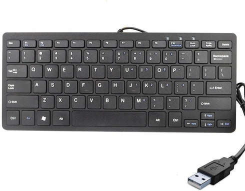 iKKEGOL USB Mini Slim Wired 78 Key Small Super Thin Compact Keyboard for Desktop Laptop PC Win 7 Mac (Black)