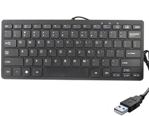 iKKEGOL USB Mini Slim Wired 78 Key Small Super Thin Compact Keyboard for Desktop Laptop PC Win 7 Mac (Black)