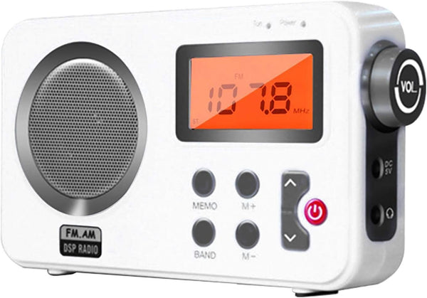Shower Radio Speaker, Portable LCD Display Stereo Radio with AM/FM, Long Playback Time Radio with 20 Preset Stations
