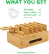 LEOKKARR Bamboo Charging Station with Watch Stand, Desktop Charging Station Organizer, Wood Docking Station for Phones