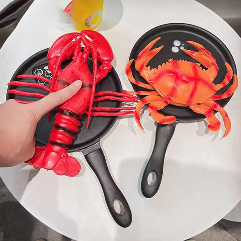 Zureto 2023 15, Frying Pan Phone Case, Funny Creative Pan, Series Fashion Trend Bumper Protective Case (for Lobster)