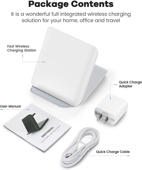 Wireless Samsung Charging Station, 15W Folding Travel Charger for Galaxy Z Flip 6/5/4, Compatible with iPhone