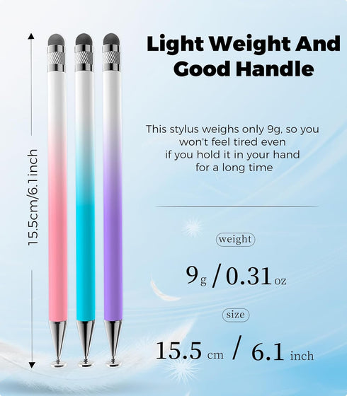 Kenkor Stylus(3pcs), 2-in-1 2/iPhone/Android/Samsung, Stylus Pen for Touch Screen, High Precision & Sensitivity Pen