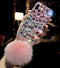 Losin Fashion Luxury Gemstone Case for iPhone X/iPhone Xs, Cute Fuzzy Plush Fluffy Fur Ball Pendant Soft TPU