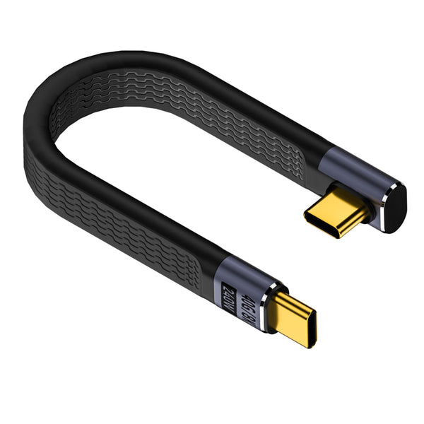 QIANRENON 40Gbps USB4.0 C Male to 90° Angle C Male Data Cable, 240W USB Type C PD Fast Charging, 13cm/5.1in