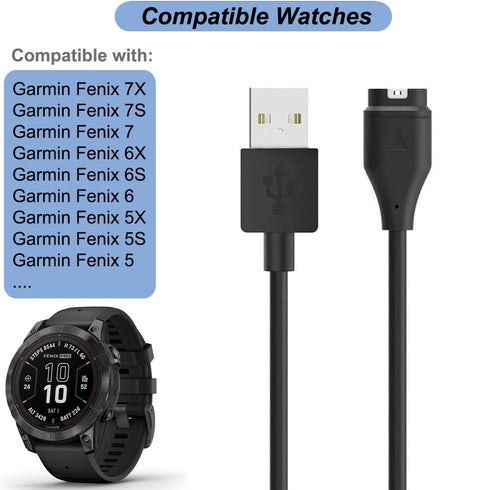 Charger for Garmin Fenix 7 7X 7S, Fenix 6 6X 6S Pro, Fenix 5 5X 5S, Replacement USB Charging Cable with Yellow Charger Port Dust Plug Protector for Garmin Watch (1)